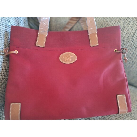 Dooney & Bourke Vintage Authentic Monogrammed Canvas Shoulder Bag RED NEW VTG - Picture 5 of 13